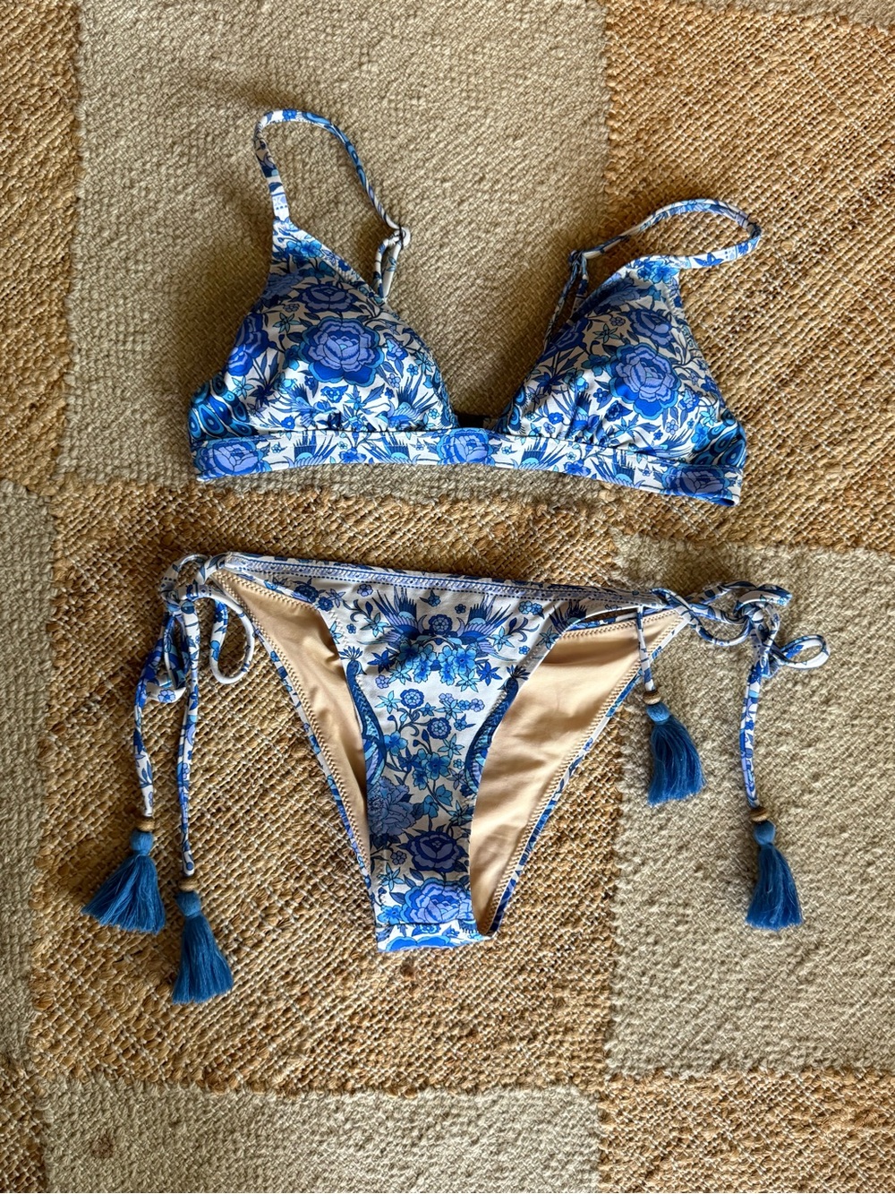 Blue Floral Two-Piece Bikini Set